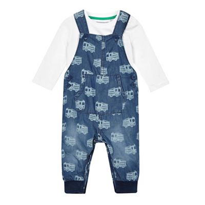 Baby boys' navy bodysuit and dungarees set